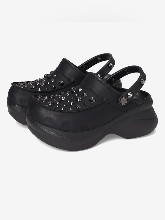 CROCS Shoes - Crocs Bae Clog - Black Studded Platform Sandals - Women